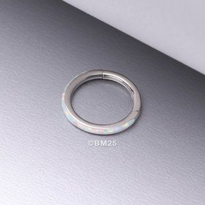 Implant Grade Titanium Brilliant Fire Opal Lined Seamless Clicker Ring - 10mm